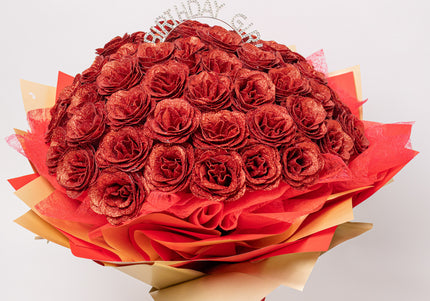 Buchet Gigant "Birthday Girl" cu 101 Trandafiri și Sclipici