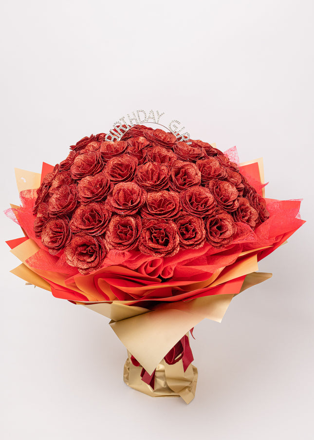 Buchet Gigant "Birthday Girl" cu 101 Trandafiri și Sclipici