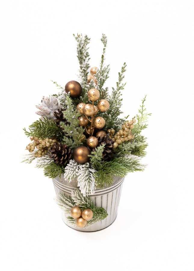 Brad Natural Decorat la Ghiveci "Golden Frost"