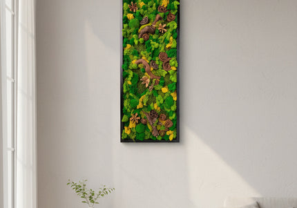 Tablou Biophilic Vertical „Vertical Forest Stream” – Panou Handmade XXL cu Mușchi Stabilizați și Relief Botanic Premium