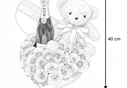Aranjament de Lux Inima Catifea „L'Amour de Moët”