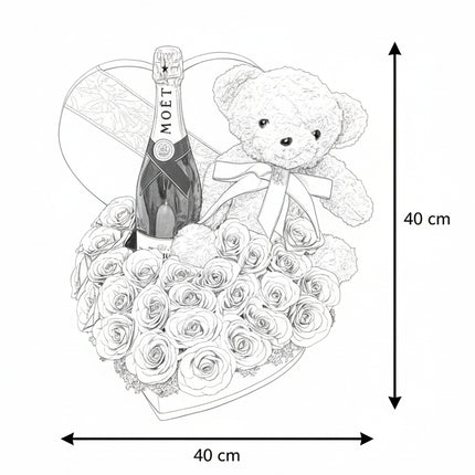 Aranjament de Lux Inima Catifea „L'Amour de Moët”
