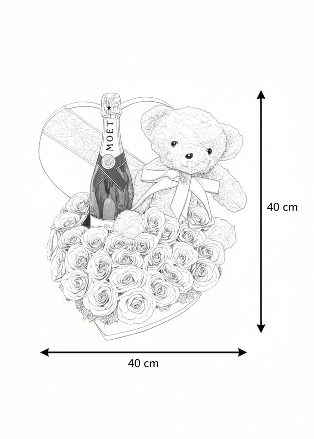 Aranjament de Lux Inima Catifea „L'Amour de Moët”