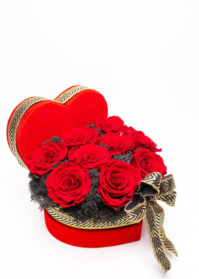 Aranjament Inimă Lux 9 Trandafiri Criogenați Roșii