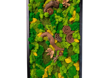Tablou Biophilic Vertical „Vertical Forest Stream” – Panou Handmade XXL cu Mușchi Stabilizați și Relief Botanic Premium
