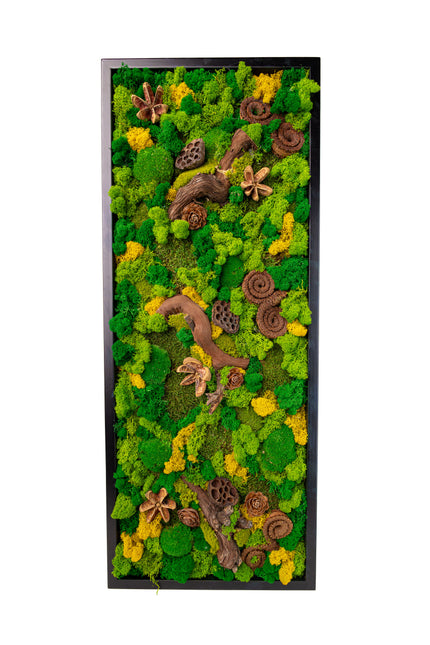 Tablou Biophilic Vertical „Vertical Forest Stream” – Panou Handmade XXL cu Mușchi Stabilizați și Relief Botanic Premium