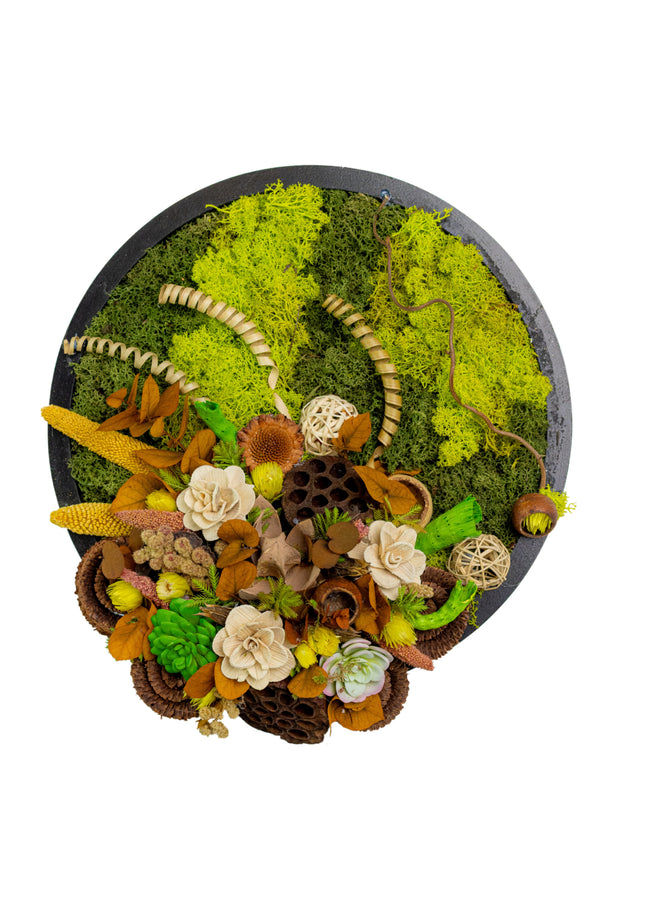 Tablou decorativ „Nature Essence” – compoziție în tonuri de verde și crem