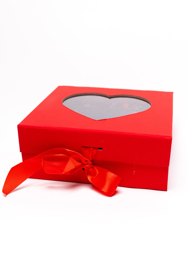 Trandafir Criogenat Negru Inimă Handmade, Cutie Roșie