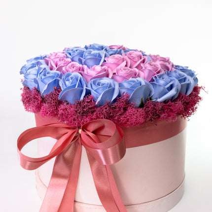 Aranjament Lux Trandafiri Săpun Spirală Roz-Albastru