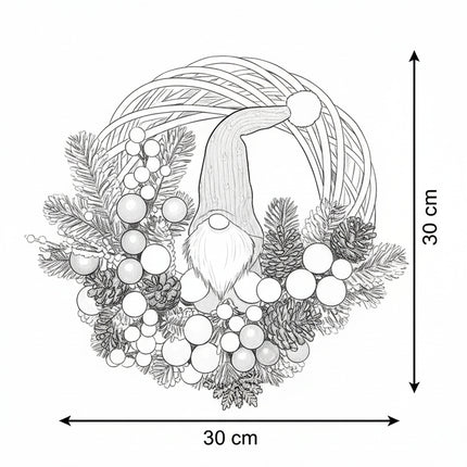 Coroniță Crăciun "Pink Gnom" pe Lemn Natural Împletit