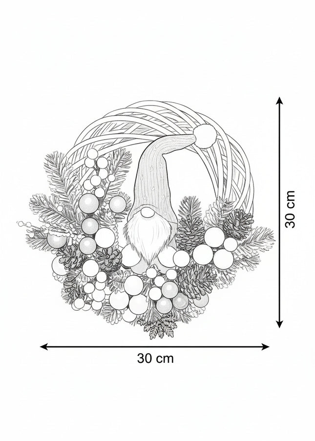 Coroniță Crăciun "Pink Gnom" pe Lemn Natural Împletit