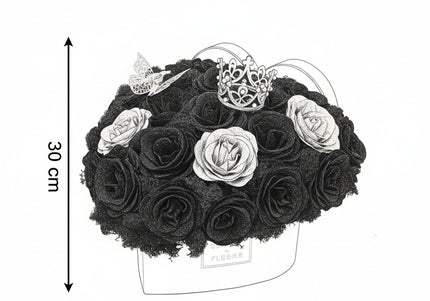 Aranjament de Lux "Midnight Royalty Heart" cu Coronetă