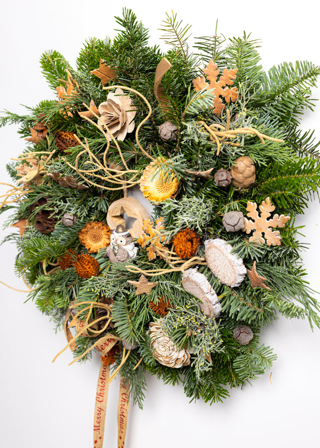 Coroniță Crăciun "Nature's Owl" din Brad Nobilis Natural