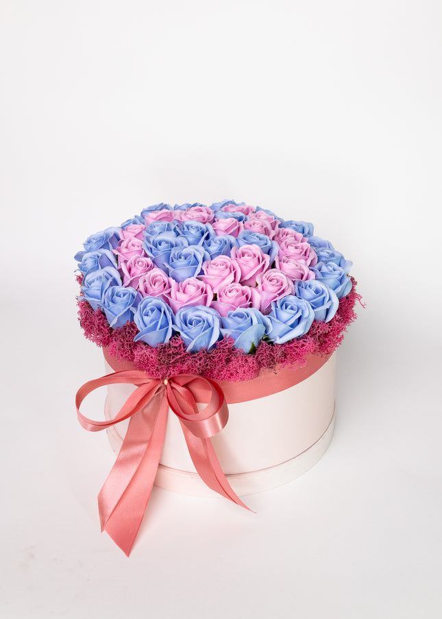 Aranjament Lux Trandafiri Săpun Spirală Roz-Albastru