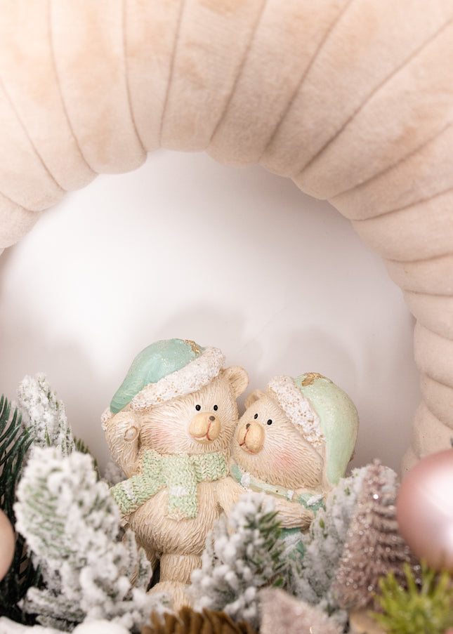 Coroniță Crăciun "Pink Pastel Bears" cu Bază Catifea