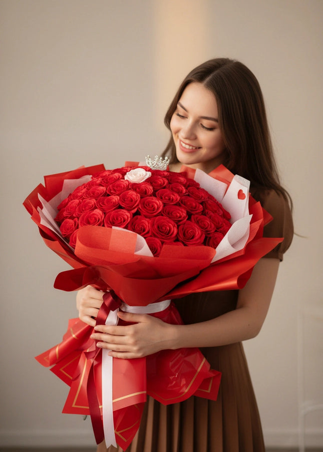 Buchet Gigant "Imperial Love" cu 101 Trandafiri Artizanali