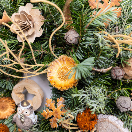 Coroniță Crăciun "Nature's Owl" din Brad Nobilis Natural