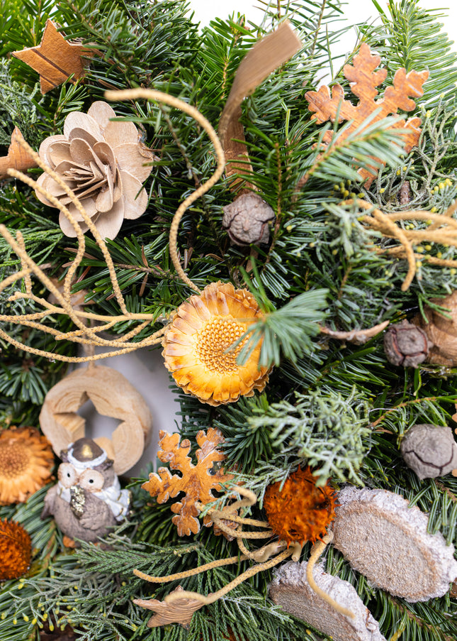 Coroniță Crăciun "Nature's Owl" din Brad Nobilis Natural