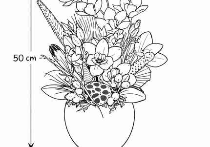 Aranjament floral „Amber Bloom” în vas ceramic – orhidee galbene și accente naturale