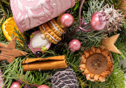 Coroniță Crăciun "Pink Frost Harmony" Mix Brad Natural