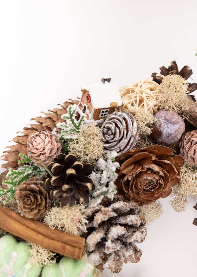 Coroniță Crăciun "Sweet Gingerbread" cu Mușchi și Conuri