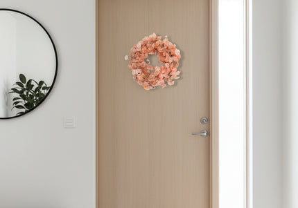 Coroniță Decorativă Lunaria Piersică – Aranjament Natural Handmade, Nuanță Somon Pastel
