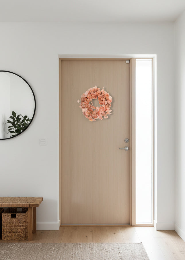 Coroniță Decorativă Lunaria Piersică – Aranjament Natural Handmade, Nuanță Somon Pastel