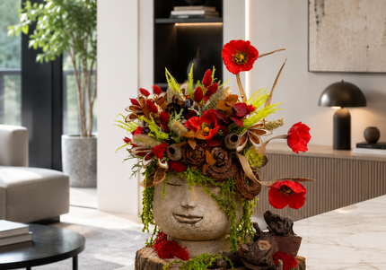 Aranjament floral „Lady Poppy” – design artistic cu maci roșii