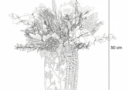 Aranjament Floral „Emerald & Earth” în Vază Ceramică Înaltă – Decor Premium cu Protea, Eucalipt Arămiu și Accente Turcoaz