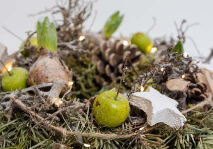Coroniță de Crăciun Artizanală „Winter Glow & Botanical Nest”
