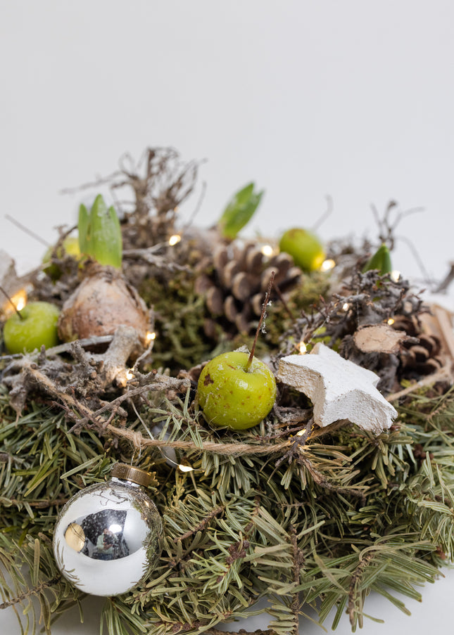 Coroniță de Crăciun Artizanală „Winter Glow & Botanical Nest”
