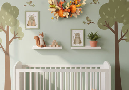 Coroniță Handmade „Autumn Bounty” – Decor de Toamnă cu Mini-Dovleci, Spice și Frunze Ruginii pe Răchită Albă
