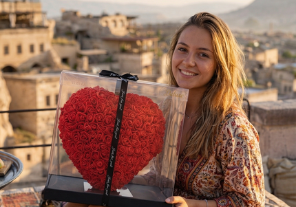 Aranjament de Lux Inima „Red Passion Heart” Artizanal