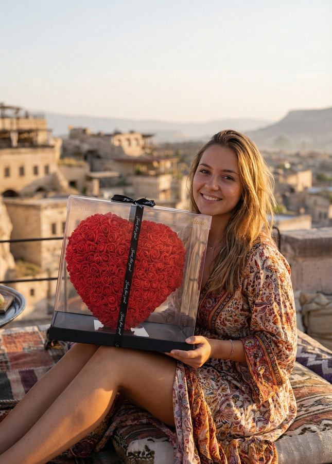 Aranjament de Lux Inima „Red Passion Heart” Artizanal