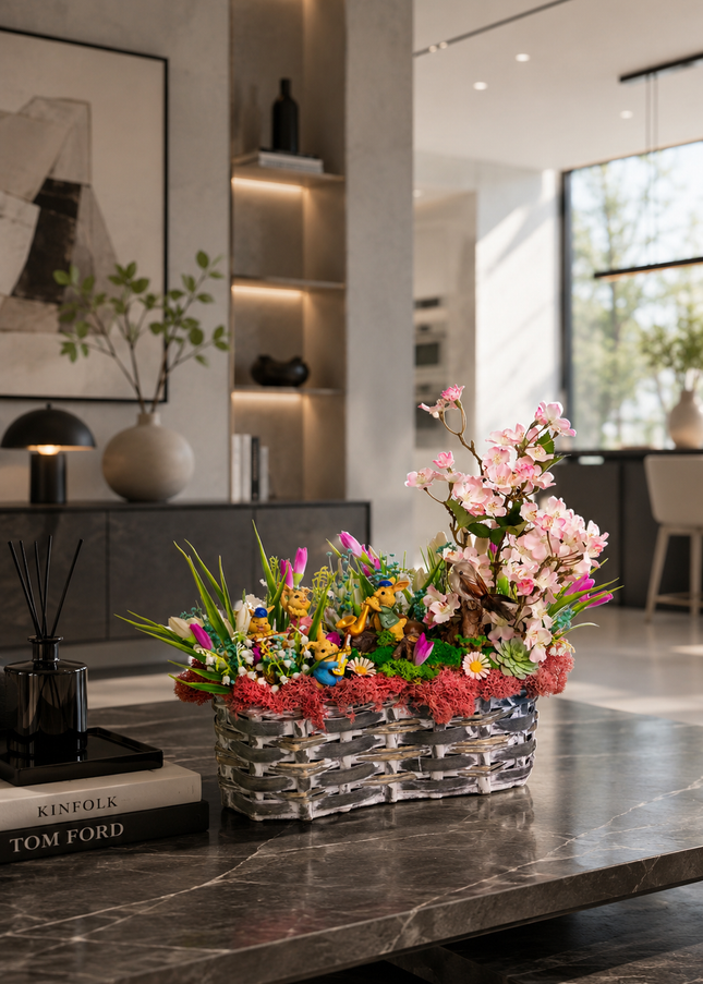 Aranjament floral de Paște „Spring Story” – decor vesel de primăvară