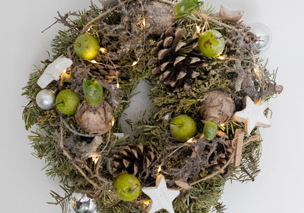 Coroniță de Crăciun Artizanală „Winter Glow & Botanical Nest”