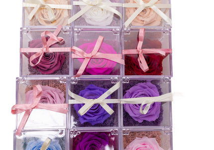 Aranjament de Lux "Amethyst Cube Muse" cu Trandafir Criogenat