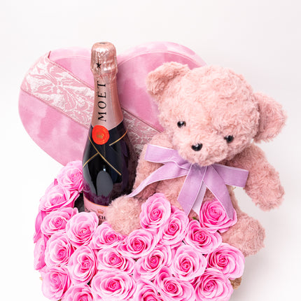 Aranjament de Lux Inima Catifea „L'Amour de Moët”