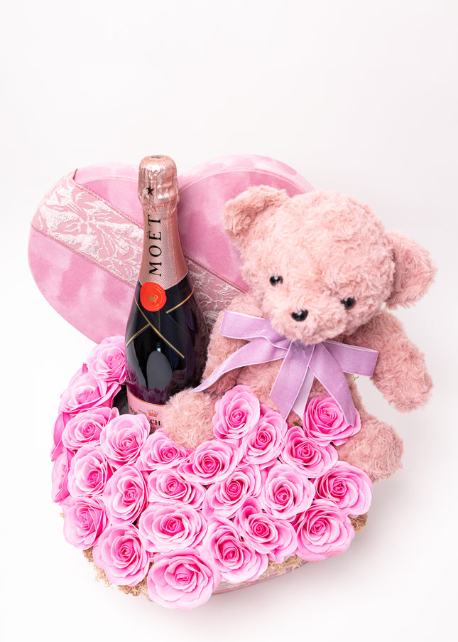 Aranjament de Lux Inima Catifea „L'Amour de Moët”