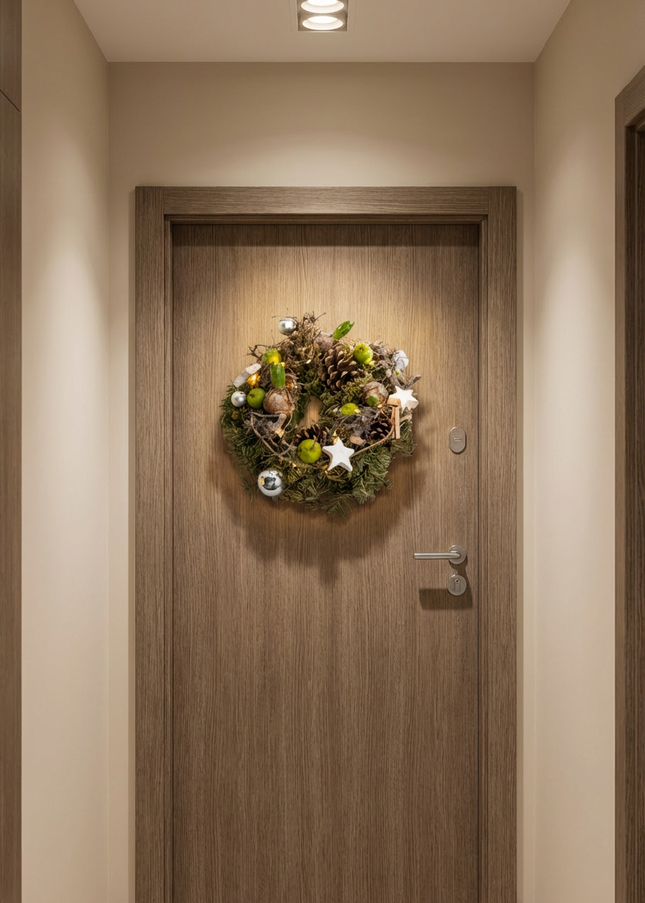 Coroniță de Crăciun Artizanală „Winter Glow & Botanical Nest”