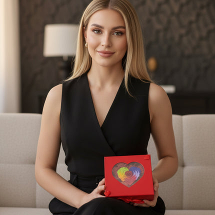 Aranjament de Lux „Rainbow Serenity” cu Trandafir Etern