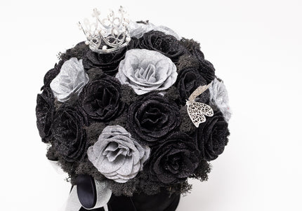 Aranjament de Lux "Silver Onyx Majesty" cu Coronetă Imperială