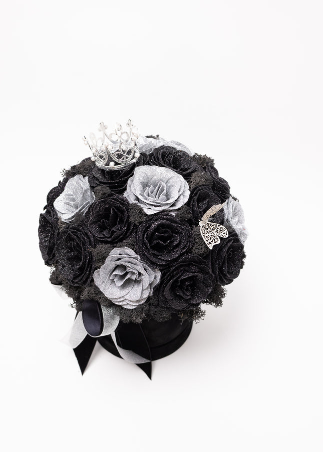 Aranjament de Lux "Silver Onyx Majesty" cu Coronetă Imperială