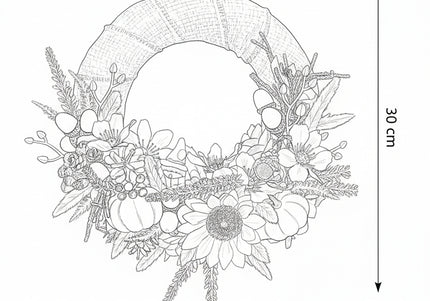 Coroniță Florală Handmade „Autumn Sun” – Aranjament pe Bază de Iută cu Floarea-Soarelui, Dovleci și Lavandă