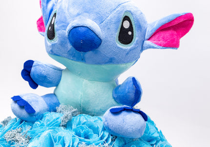 Aranjament 23 Trandafiri Imperiali (Glitter) & Pluș Stitch
