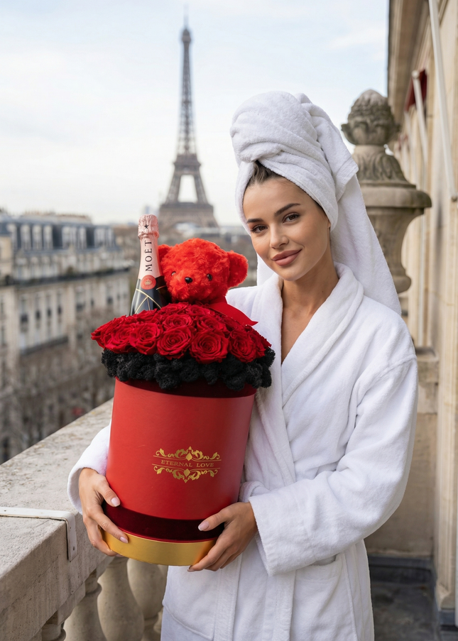 Aranjament de Lux „Eternal Crimson” cu Moët și Catifea