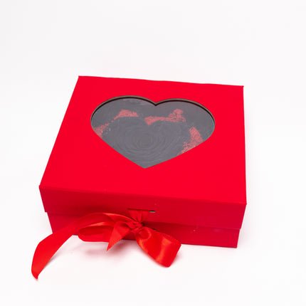 Trandafir Criogenat Negru Inimă Handmade, Cutie Roșie