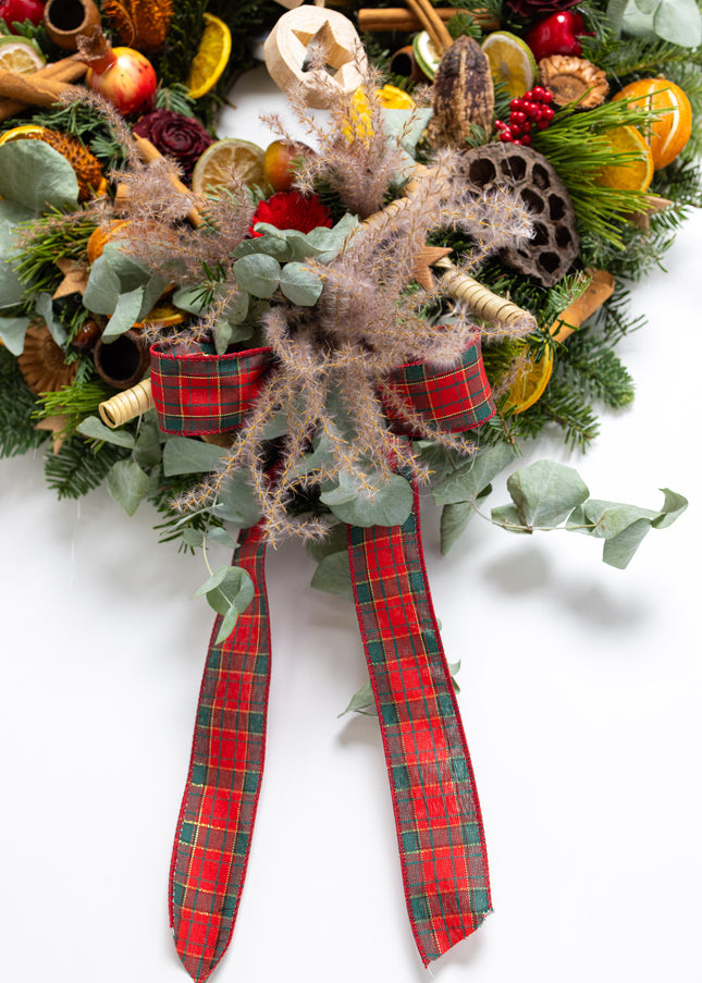 Coroniță Crăciun "Artisan Botanical" cu Flori din Lemn