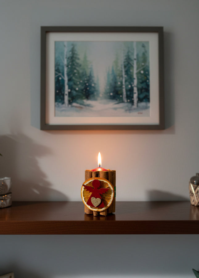 Lumânare Decorativă Artizanală „Cinnamon Angel Glow”