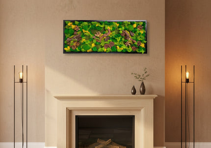 Tablou Biophilic Vertical „Vertical Forest Stream” – Panou Handmade XXL cu Mușchi Stabilizați și Relief Botanic Premium